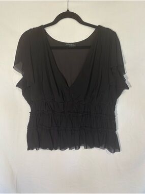 Torrid nightfall Black Ruffle V-Neck Smocked Waist Blouse